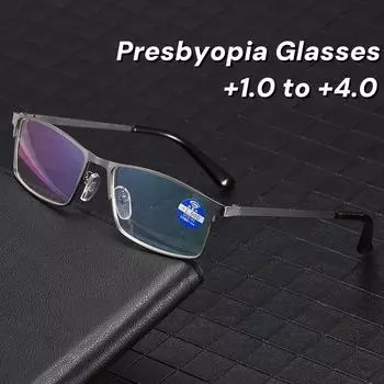 2024 Мужские очки против синего света пресбиопии новые высококачественные очки для чтения в полуоправе мужские и женские очки от 0 до +4,0 1.0