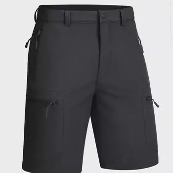 2024 Мужские однотонные рабочие шорты с несколькими карманами на молнии — большой размер, свободный крой L темно-синий