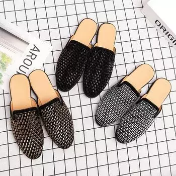 2024 мужские полуботинки из кожи трендовые мужские туфли без каблука повседневные ленивые тапочки корейская версия обувь Doudou полуботинки из кожи 38