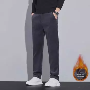 2024 Мужские повседневные прямые брюки из плотного бархата в однотонных цветах 34 (75-80 kg)