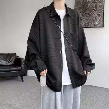 2024 Мужские рубашки Мужская одежда Harajuku Черная рубашка Мужская рубашка в корейском стиле с длинным рукавом Винтажные осенние мужские рубашки XXL белый