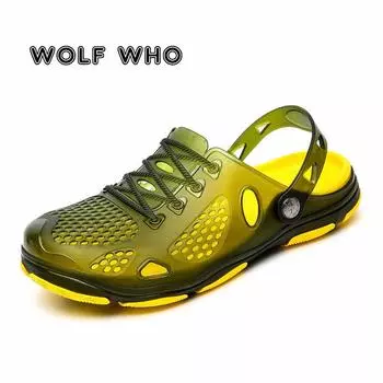 2024 мужские сандалии ручной работы летняя обувь для мужчин резиновая мягкая садовая и водная обувь большой размер мужские пляжные сандалии на плоской подошве тапочки X14 6.5