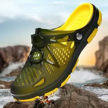 2024 мужские сандалии, тапочки, водная обувь, уличная пляжная повседневная обувь, летние шлепанцы с открытыми отверстиями, мужская обувь 39 темно-синий