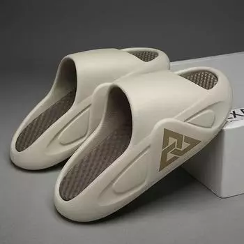 2024 Мужские тапочки Летние шлепанцы на толстой подошве Мягкие тапочки из ЭВА Модные шлепанцы Повседневная пляжная обувь для отдыха на открытом воздухе Sandalias Hombre 40-41 чёрный