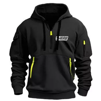 2024 Мужские толстовки с капюшоном на молнии с карманами Спортивная и уличная одежда для активного отдыха Повседневная одежда для весны и осени Толстовки с капюшоном Свитшоты S тёмно-синий