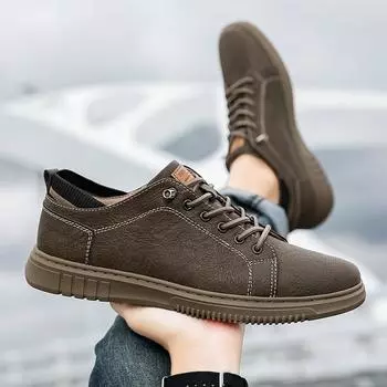 2024 Мужские туфли из натуральной кожи, повседневные туфли из мягкой коровьей кожи, новые мужские коричневые кроссовки, мужские дышащие туфли с полыми бортами 36 бежевый