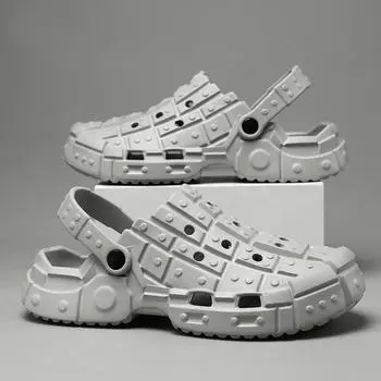 2024 Мужские уличные модные нескользящие пляжные сандалии на толстой подошве 41 чёрный