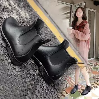 2024 Мужские уличные нескользящие сапоги Zapatillas De Hombre Chelsea для рыбалки, черные рабочие ботинки, водонепроницаемая резиновая обувь для рыбалки 34 коричневый