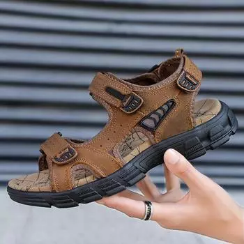 2024 мужские уличные сандалии, легкая нескользящая пляжная обувь, многофункциональные походные дорожные тапочки с мягкой подошвой, мужская обувь 41 чёрный