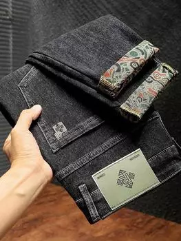 2024 Мужские узкие прямые джинсы с вышивкой - Коллекция Light Luxury Осень/Зима 30 (2 3 ) 120 lbs