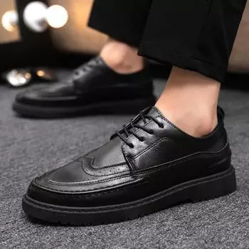 2024 Мужские водонепроницаемые черные низкие ботинки Martin: Британский стиль, модные, удобные повседневные кожаные рабочие туфли с мягкой подошвой KM26; 41