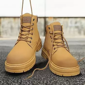 2024 Мужские водонепроницаемые кожаные ботинки Martin средней высоты: Британский стиль, повседневный спортивный стиль, тренд осень/зима 43 Standard sports code