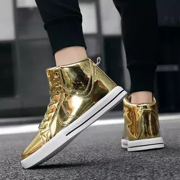 2024 Мужские/женские высокие парусиновые туфли Студенческая обувь Пара модных туфель Дышащая парусиновая обувь 39-47 39 золотой