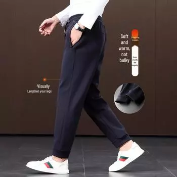 2024 Мужские зимние брюки Plus Velvet Stretch Теплые повседневные прямые свободные спортивные брюки XL