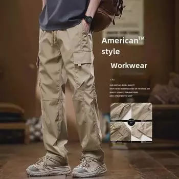 2024 Мужской комбинезон в стиле ретро в американском стиле — модные повседневные брюки для улицы на весну/осень 5XL