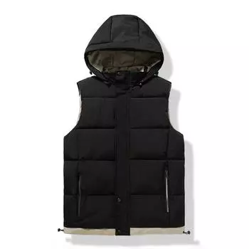 2024 Мужской осенний жилет без рукавов для отдыха на открытом воздухе, повседневный однотонный теплый жилет для мужчин, зимний съемный жилет с капюшоном и карманом на молнии, модное мужское пальто XL хаки