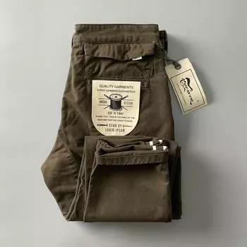 2024 Мужской прочный комбинезон в уличном стиле в стиле ретро с эффектом стирки — дышащие, плотные и облегающие брюки 31 зелёный