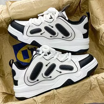 2024 national trendy spring live broadcast niche thick-soled ins heightening board shoes Hong Kong style Douyin outdoor breathable bread shoes 39