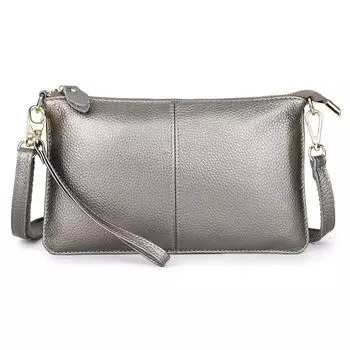 2024 Натуральная кожа Маленькие женские сумки через плечо Отличная коровья кожа Кроссбоди Сумка-мессенджер Большая вместимость Клатчи для женщин серебряный