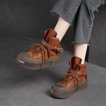 2024 Натуральные Ботинки 4 см ROME из коровьей замши Женские Удобные Новые Весенние Этнические Туфли На Плоской Подошве Женские Осенние Мокасины Ботильоны 35 чёрный