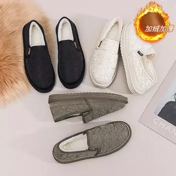 2024 Нескользящие зимние ботинки женские зимние плюс флисовые утолщенные зимние новые теплые туфли для женщин на плоской подошве для ношения на открытом воздухе мокасины 35 бежевый