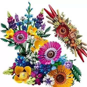 2024 NEW 10313 Wildflower Bouquet Flowers 10314 Dried Flower Centrepiece Block Brick Toy Plant Botanical Home Decor Gift Adult