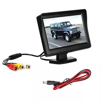 2024 New 1pcs 4.3 car monitor desktop HD display two AV input reverse image priority display чёрный