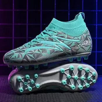 2024 new adult high-top football shoes men s and women s short nails AG children s TF broken nails student training shoes 35