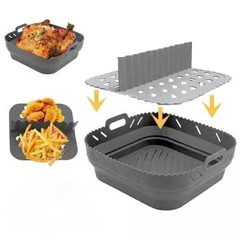 2024 New Air Fryer Tray Oven Baking Tray Pizza Fried Chicken Baking Tool Reusable Liner Easy To Clean Airfryer Silicone Basket