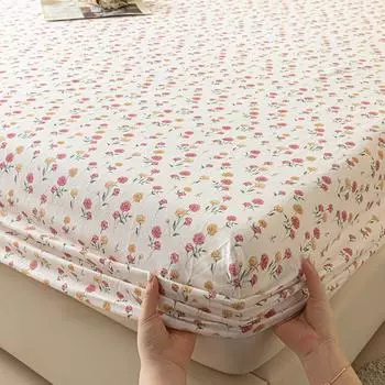 2024 New All-cotton Double Yarn Single Bed Cover Soft and Comfortable Skin Friendly Bed Cover Printed Sheet Set 90x200 200x220 90x200x30cm 1pcs