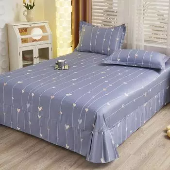 2024 New All-cotton Printed Bedsheet Set Extra Three-piece Bedspread Double Bedding Bed Sheets and Pillowcases Queen Size 160x245cm 3pcs