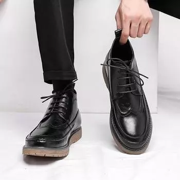 2024 New Arrival Ankle Boots for Men Leather Stylish Classic Brogue Shoes Men Men s Shoes Luxury Brand Men Low Top Casual Shoes 38 чёрный