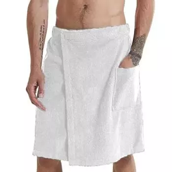 2024 New Arrival Bath Towel Set with Magic Tape Pocket and Wearable Design for Men in Shower Room or Bathhouse M серый