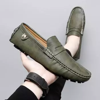 2024 New Arrival Driving Casual Shoes Luxury Men Loafers Soft Moccasins Autumn Winter Shoes Man High Quality Mens Business Shoes 37 серый