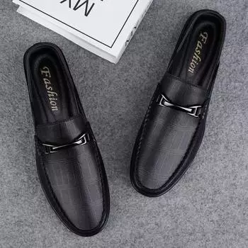 2024 Новое поступление Мужская повседневная обувь Универсальная классическая мужская обувь для свадьбы Мужские удобные мокасины Мужская деловая обувь без застежек 37 чёрный