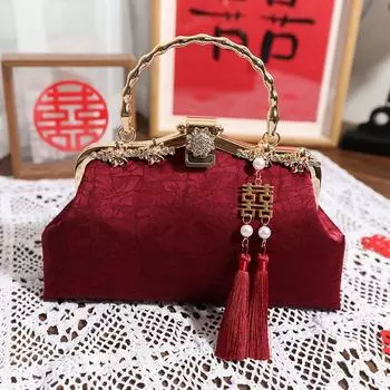 2024 New Arrival Retro Chinese Wedding Bridal Handbag National Style Clutch Bag Wedding Bag Wedding Bridesmaid Formal Dress Women s Bag