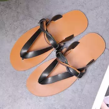 2024 New Arrival Slippers Men Soft Non-slip Leather Casual Beach Summer Shoes Men Sandals Luxury Brand Fashion Mens Flip Flops 37 чёрный