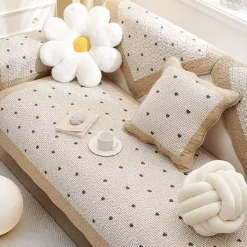 2024 New Arrival Sofa Cushion Pure Cotton All Year Round Neutral Korean Non-Slip Fabric Cushion Idyllic Minimalist Sofa Cover Lucky Melody 45*45 pillow case (excluding core)