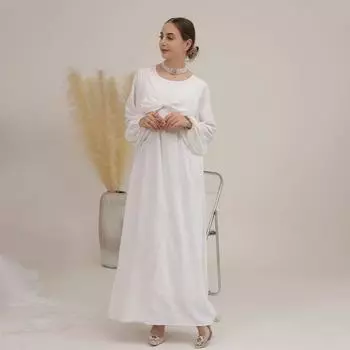 2024 New Arrival Soft Girdle Dress, Fashion Dubai Satin Innerwear Bottoming Dress Lr526 White 2XL