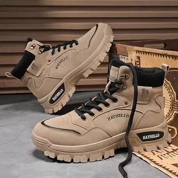 2024 new autumn and winter men s high-top thick-soled Martin boots British tide outdoor tooling short boots casual shoes in stock 39