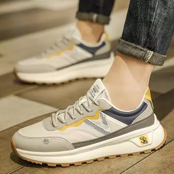 2024 new autumn explosion ultra-light wear-resistant breathable retro versatile casual mesh shoes men s sports shoes 39 бежевый