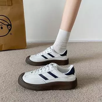 2024 new autumn Korean version board shoes retro ins trendy platform student sports and leisure shoes lightweight running shoes women 35 белый