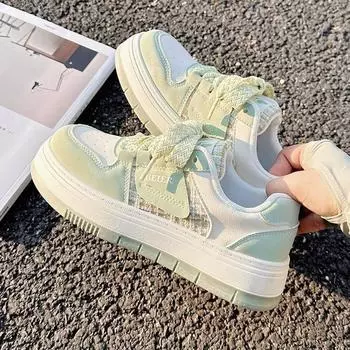 2024 new autumn popular shoes trendy versatile student little white shoes niche round head board shoes platform canvas shoes 36 розовый