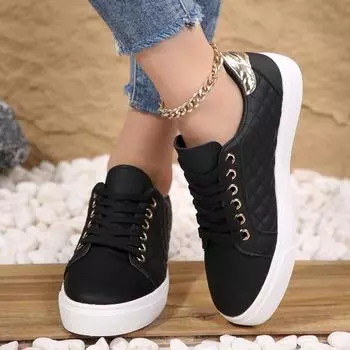 2024 New Autumn Women s Fashionable Breathable Casual Flat Sneakers 35 чёрный