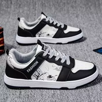 2024 New Black and White Fashion Waterproof and Anti slip Casual Board Shoes Wear resistant and Comfortable Sports Running Shoes 39 серый