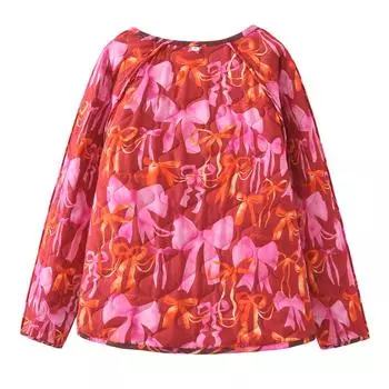 2024 new bow jacket on both sides half open neck tie long sleeve jacket floral cotton clothes S красный