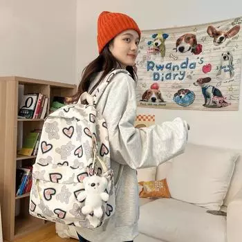 2024 New Campus Style Backpack Female Japanese High School Student School Bag Large Capacity Trend Going Backpack bare bag