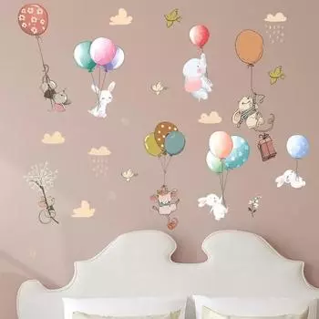 2024 New Cartoon Animal Balloon Children s Room Bedroom Entrance Wall Beautification Decorative Stickers