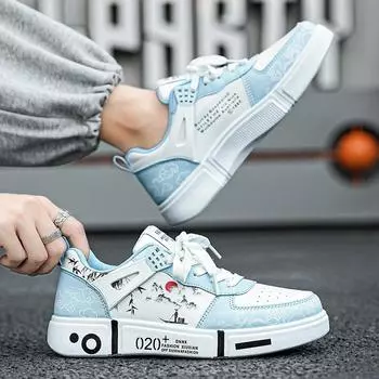 2024 New Casual and Fashionable Men s and Women s Graffiti Sports Shoes, Plus Size 35-44, Versatile Outdoor Sneakers for Couples 35 чёрный