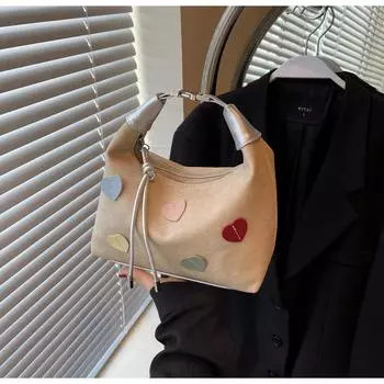 2024 new casual sweet small fresh peach heart single shoulder armpit bag trendy fashion messenger bag small bag women